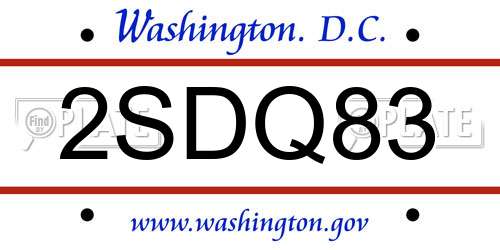 2SDQ83 District Of Columbia License Plate