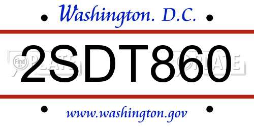 2SDT860 District Of Columbia License Plate