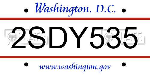 2SDY535 District Of Columbia License Plate