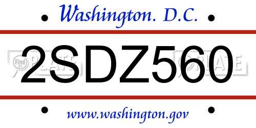 2SDZ560 District Of Columbia License Plate