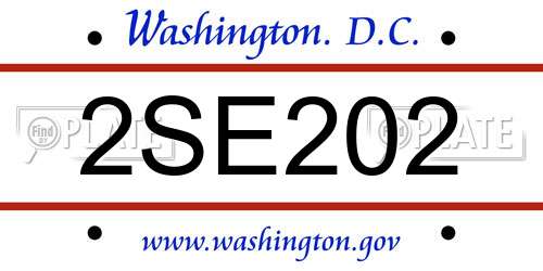 2SE202 District Of Columbia License Plate