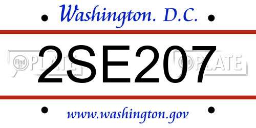 2SE207 District Of Columbia License Plate