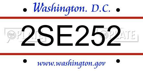2SE252 District Of Columbia License Plate