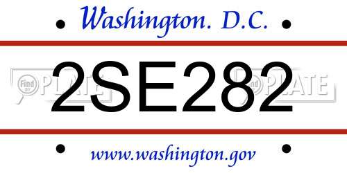 2SE282 District Of Columbia License Plate