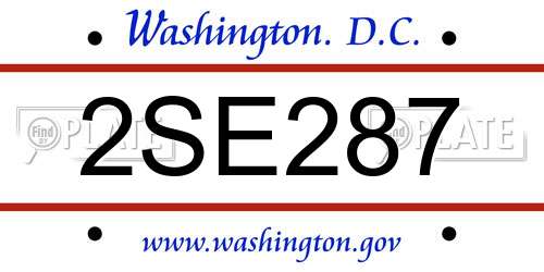 2SE287 District Of Columbia License Plate
