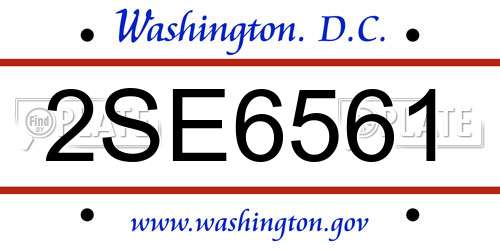 2SE6561 District Of Columbia License Plate