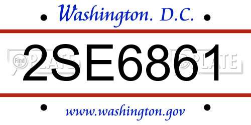 2SE6861 District Of Columbia License Plate