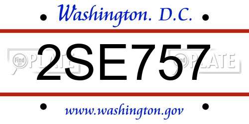 2SE757 District Of Columbia License Plate