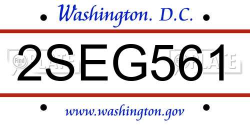 2SEG561 District Of Columbia License Plate