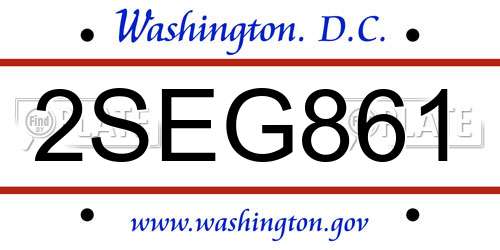 2SEG861 District Of Columbia License Plate