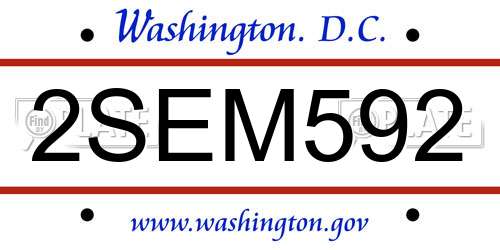 2SEM592 District Of Columbia License Plate
