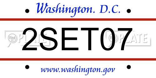 2SET07 District Of Columbia License Plate