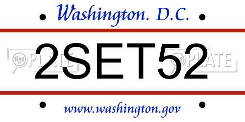 2SET52 District Of Columbia License Plate