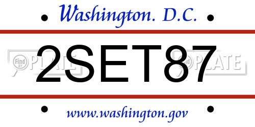 2SET87 District Of Columbia License Plate