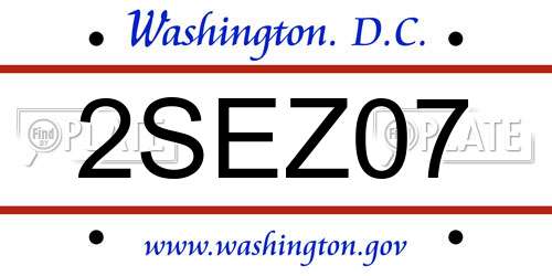 2SEZ07 District Of Columbia License Plate