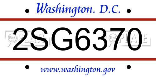 2SG6370 District Of Columbia License Plate