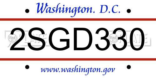 2SGD330 District Of Columbia License Plate