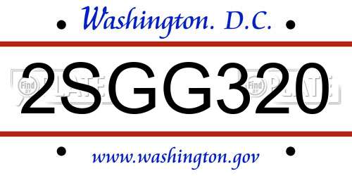 2SGG320 District Of Columbia License Plate