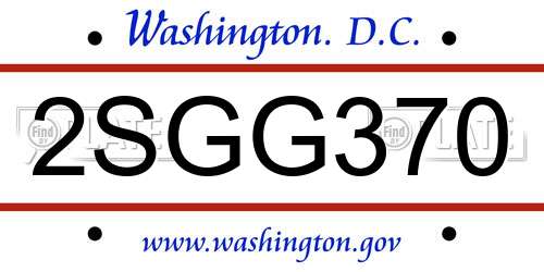 2SGG370 District Of Columbia License Plate