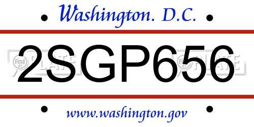 2SGP656 District Of Columbia License Plate