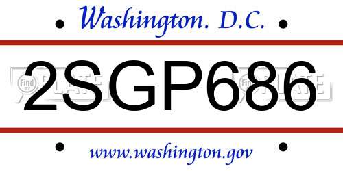 2SGP686 District Of Columbia License Plate