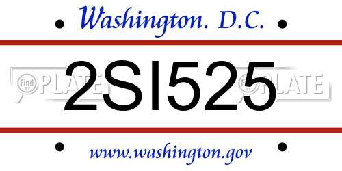 2SI525 District Of Columbia License Plate