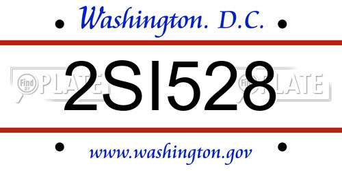 2SI528 District Of Columbia License Plate