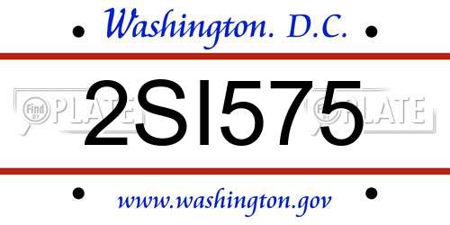 2SI575 District Of Columbia License Plate