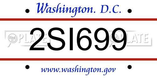 2SI699 District Of Columbia License Plate