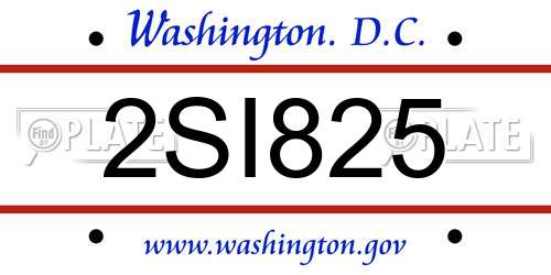 2SI825 District Of Columbia License Plate