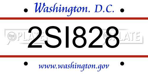 2SI828 District Of Columbia License Plate
