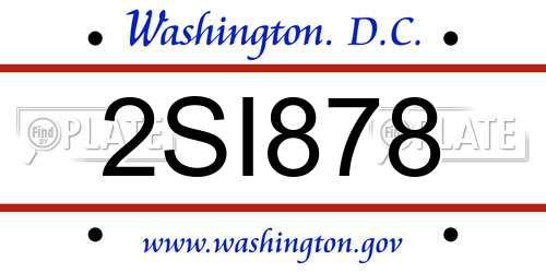 2SI878 District Of Columbia License Plate
