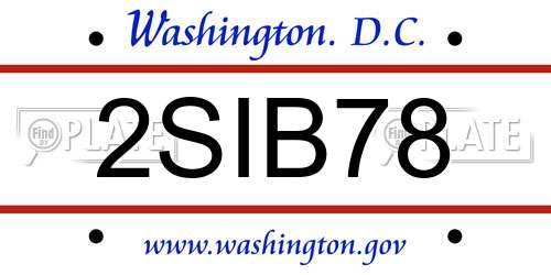 2SIB78 District Of Columbia License Plate