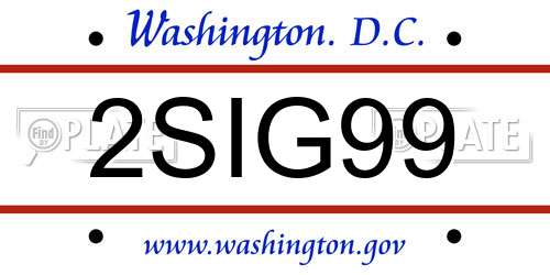 2SIG99 District Of Columbia License Plate