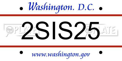 2SIS25 District Of Columbia License Plate
