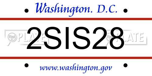2SIS28 District Of Columbia License Plate