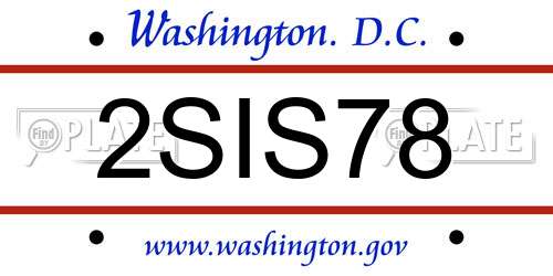 2SIS78 District Of Columbia License Plate