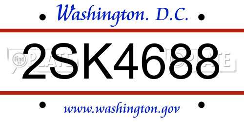 2SK4688 District Of Columbia License Plate