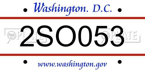2SO053 District Of Columbia License Plate