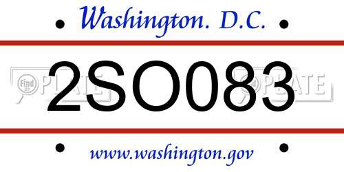 2SO083 District Of Columbia License Plate