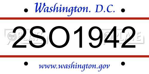 2SO1942 District Of Columbia License Plate