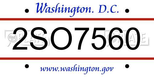 2SO7560 District Of Columbia License Plate