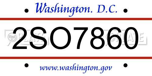 2SO7860 District Of Columbia License Plate