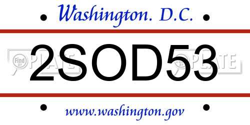 2SOD53 District Of Columbia License Plate