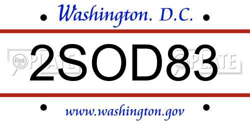 2SOD83 District Of Columbia License Plate