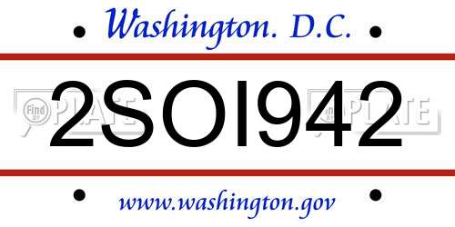 2SOI942 District Of Columbia License Plate