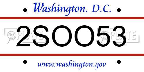 2SOO53 District Of Columbia License Plate