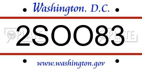 2SOO83 District Of Columbia License Plate
