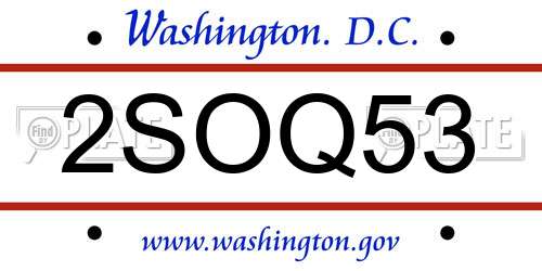2SOQ53 District Of Columbia License Plate