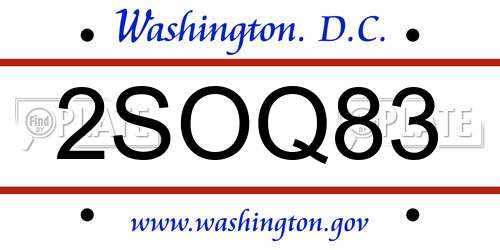2SOQ83 District Of Columbia License Plate